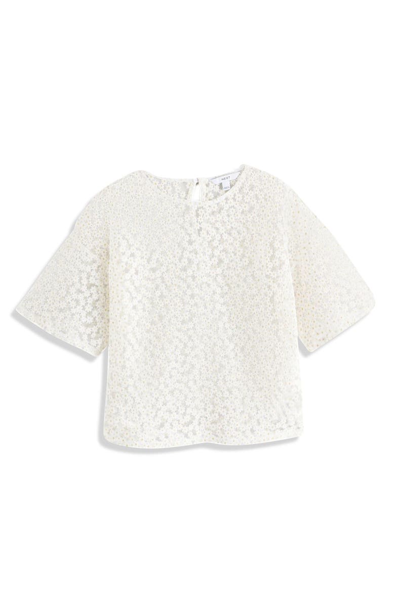 NEXT Floral Mesh Boxy Top, Alternate, color, White