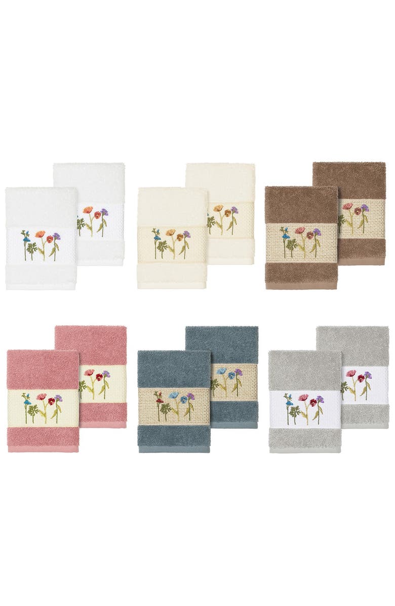 Linum Home Textiles Serenity Embellished Washcloth - Set of 2 - Cream, Alternate, color, Cream