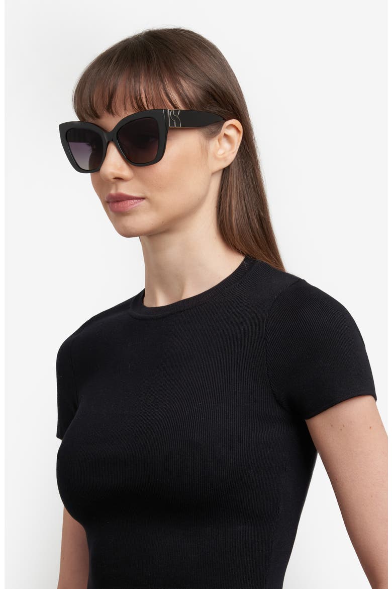 54mm Cat Eye Sunglasses, Alternate, color, BLACK