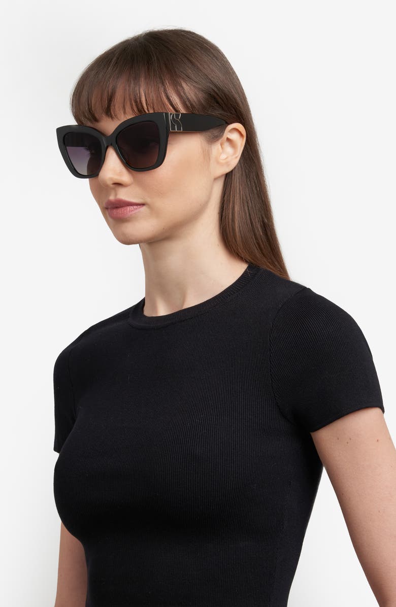 Kate Spade New York 54mm Cat Eye Sunglasses, Alternate, color, Black