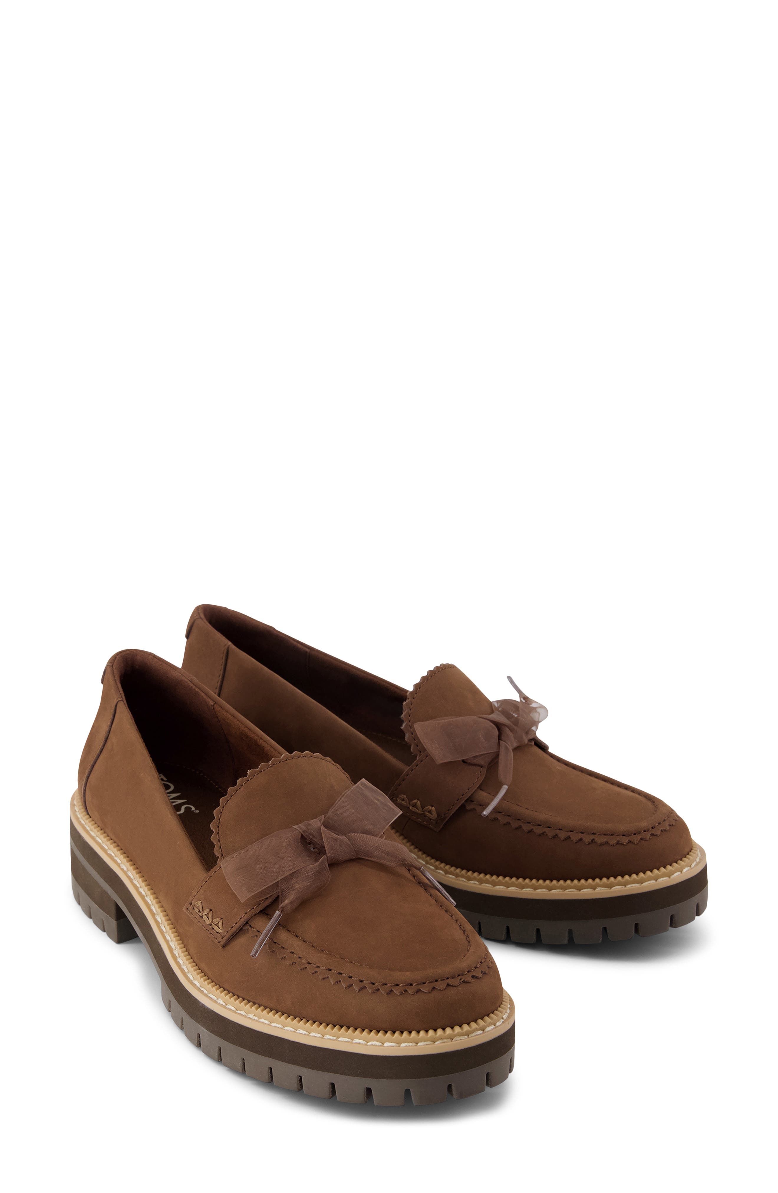 Cara Bow Platform Loafer, Alternate, color, DARK BROWN