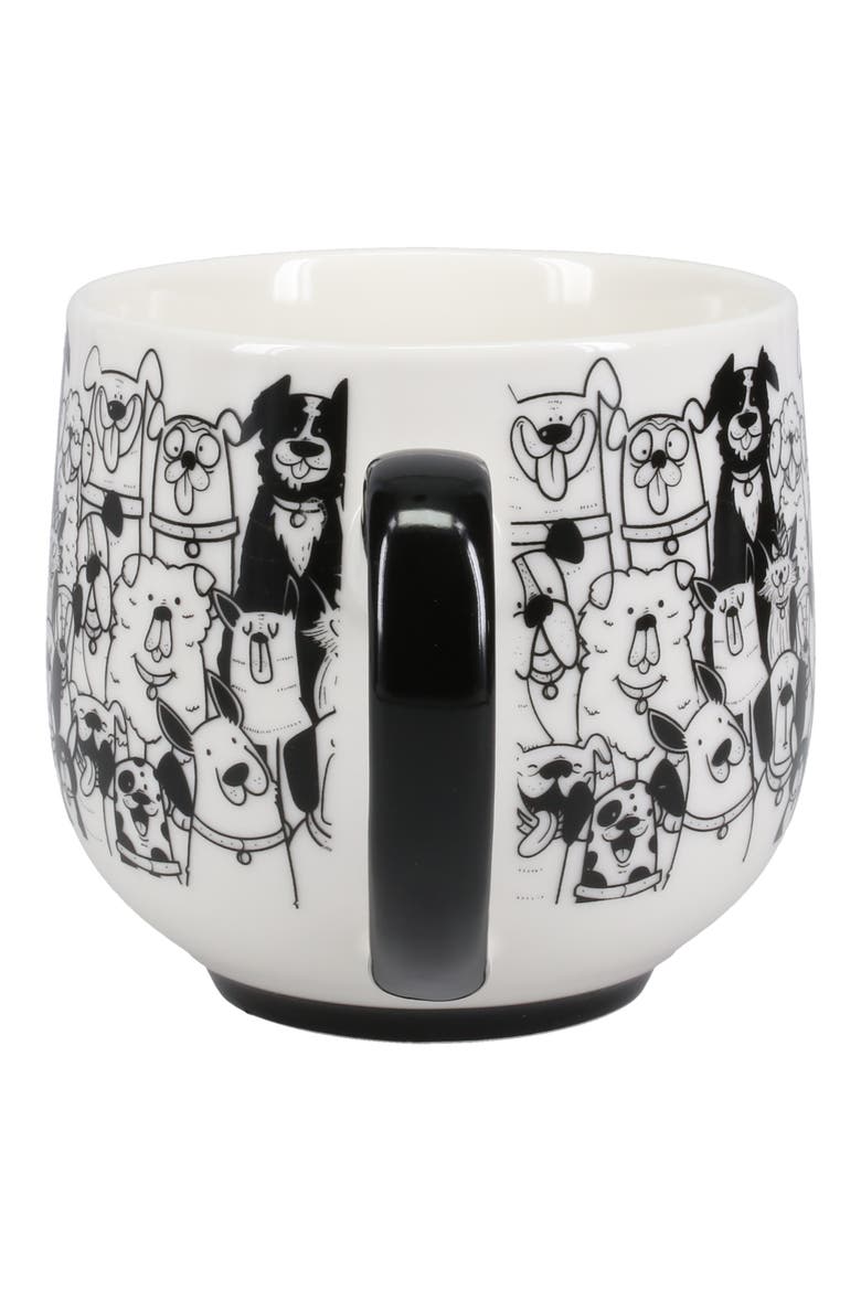 Paws Cafe Set of 4 Porcelain Mugs, Alternate, color, BLACK/ WHITE