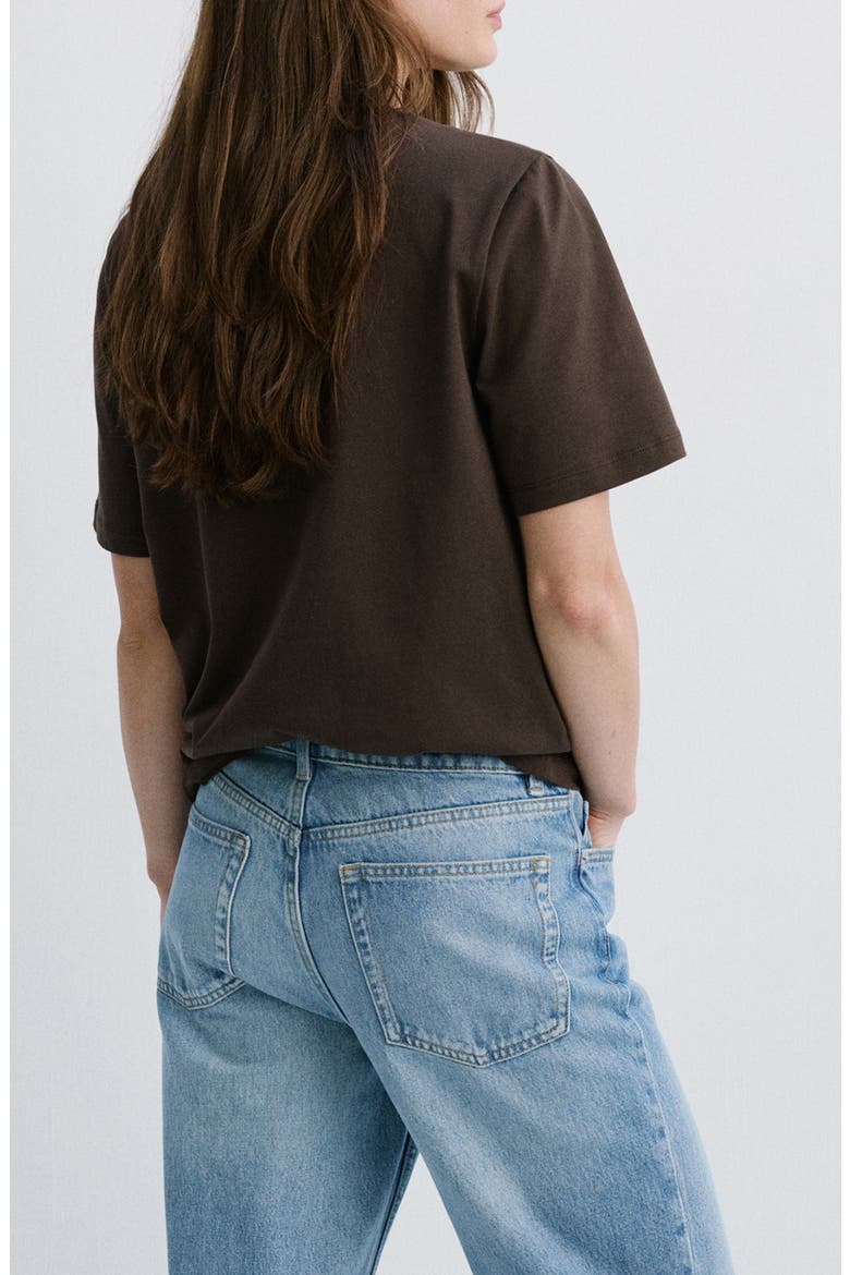 Embroidered Cotton T-Shirt, Alternate, color, BROWN