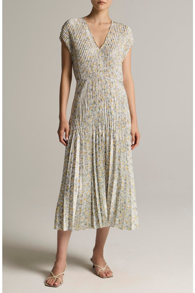 Citrine Bloom Pleated Maxi Dress, Main, color, OFF WHITE/SUN