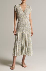Vince Citrine Bloom Pleated Maxi Dress
