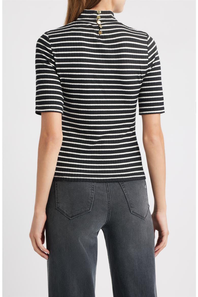 The Knit Stripe Rib Mock Neck T-Shirt, Alternate, color, BLKMT