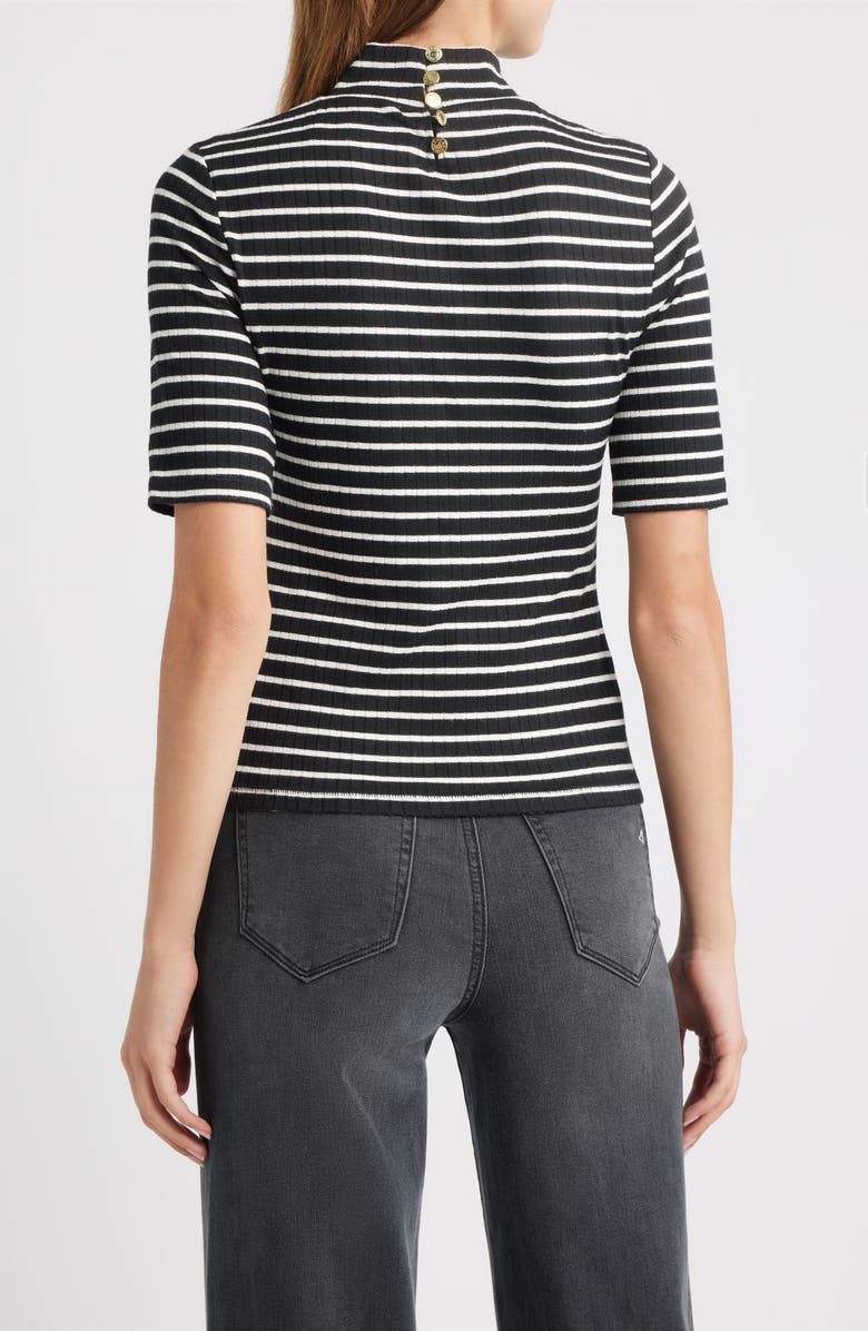 rag & bone The Knit Stripe Rib Mock Neck T-Shirt, Alternate, color, Black Multi