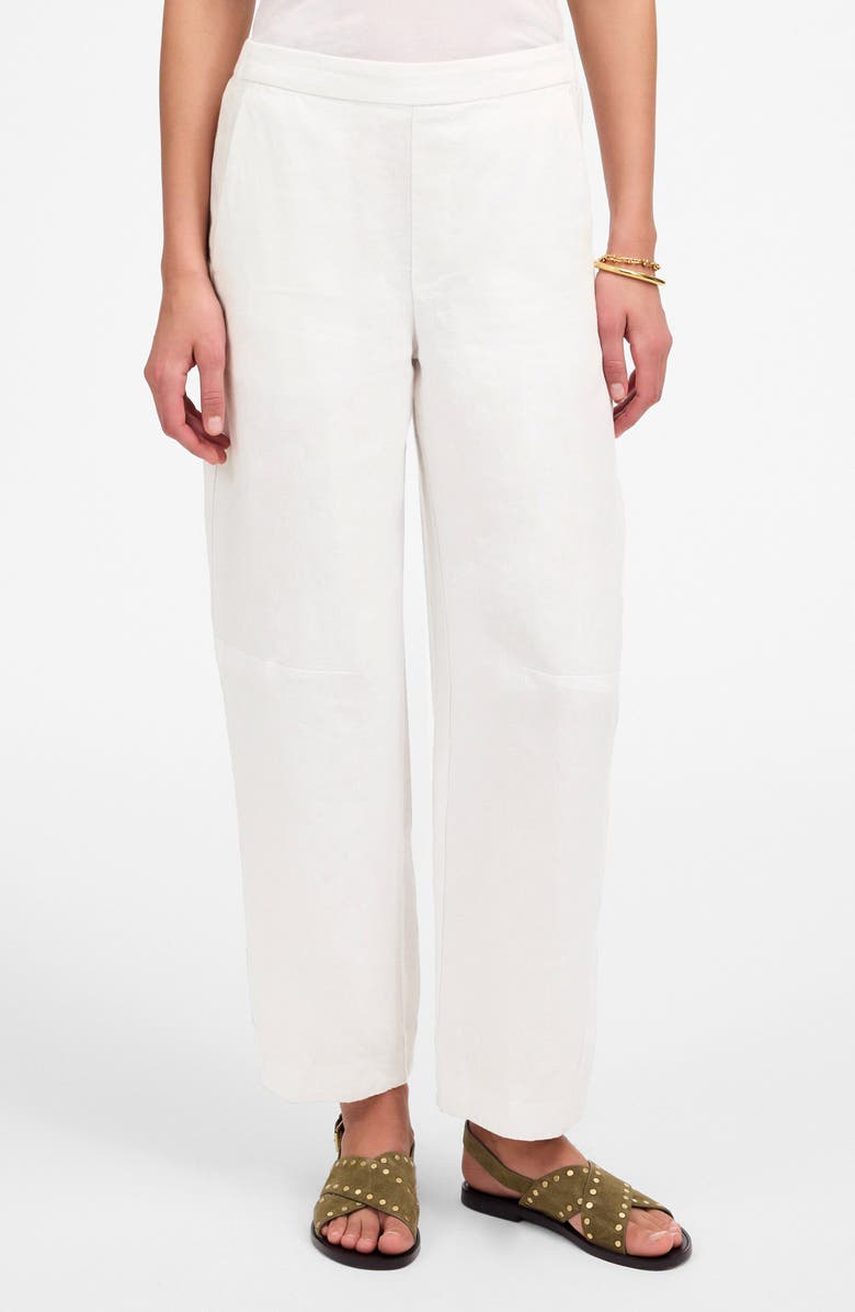 Madewell Barrel Leg Linen Pants, Main, color, Salt