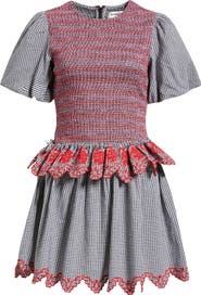Damson Madder Audrey Mixed Media Organic Cotton Gingham Dress