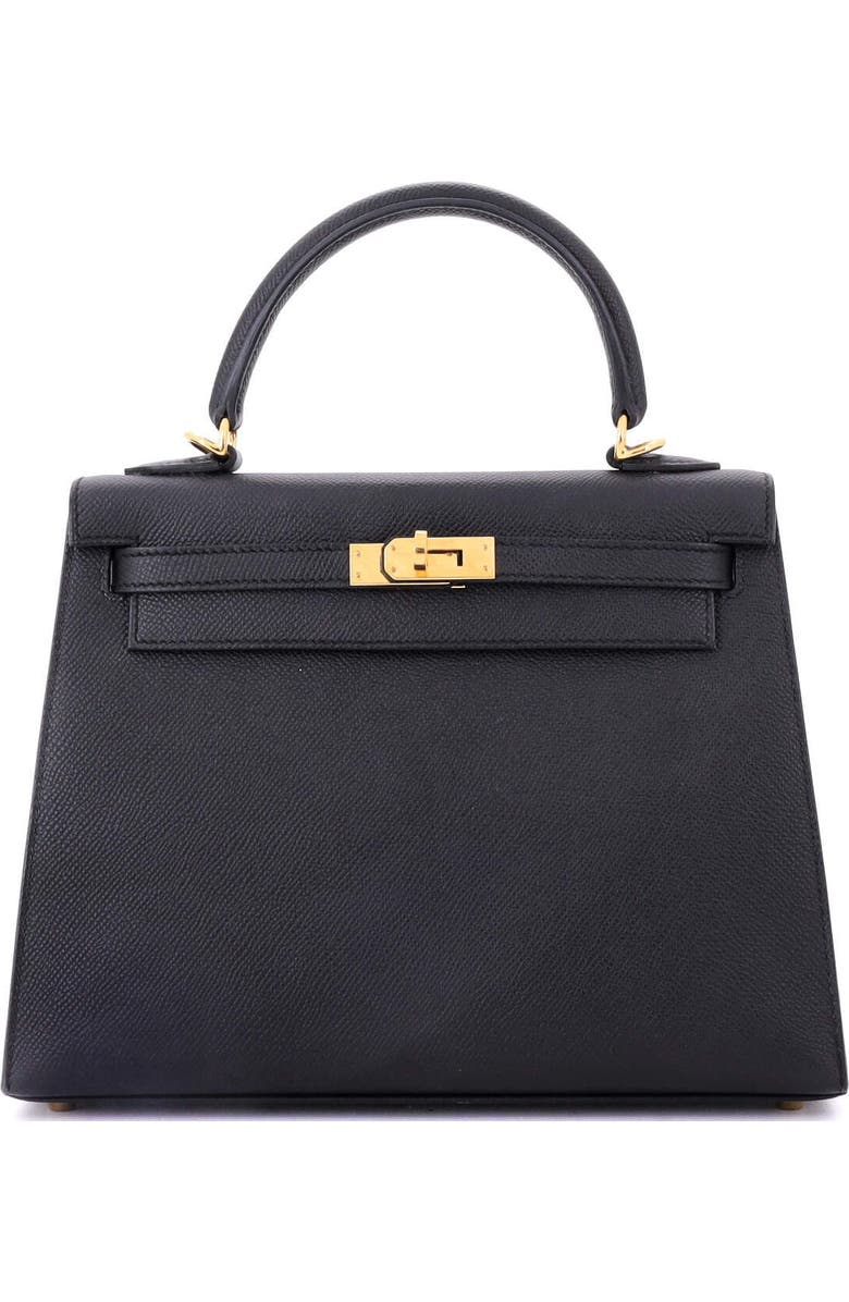Pre-Owned Hermes Kelly Handbag Black Epsom with Gold Hardware 25, Main, color,