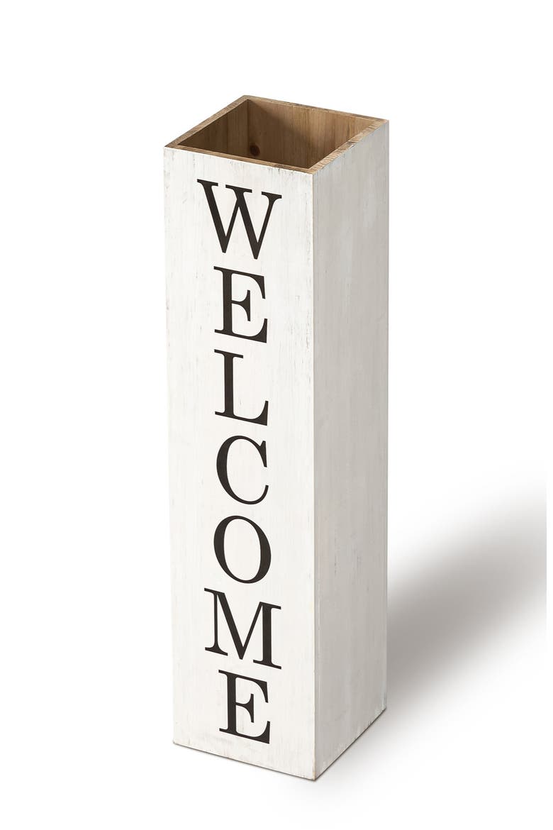Double Sided Solid Wood Boxed "WELCOME HOME" Porch Sign, Alternate, color, White