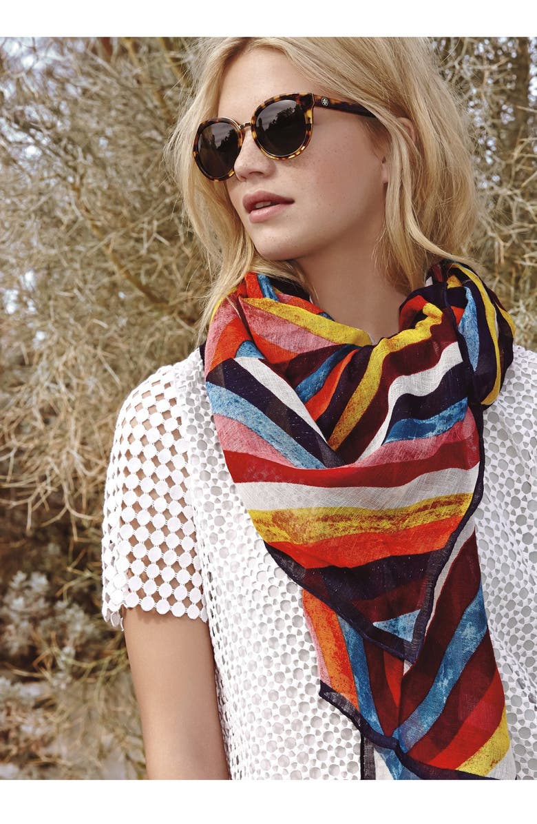 Tory Burch 53mm Polarized Retro Sunglasses, Alternate, color,