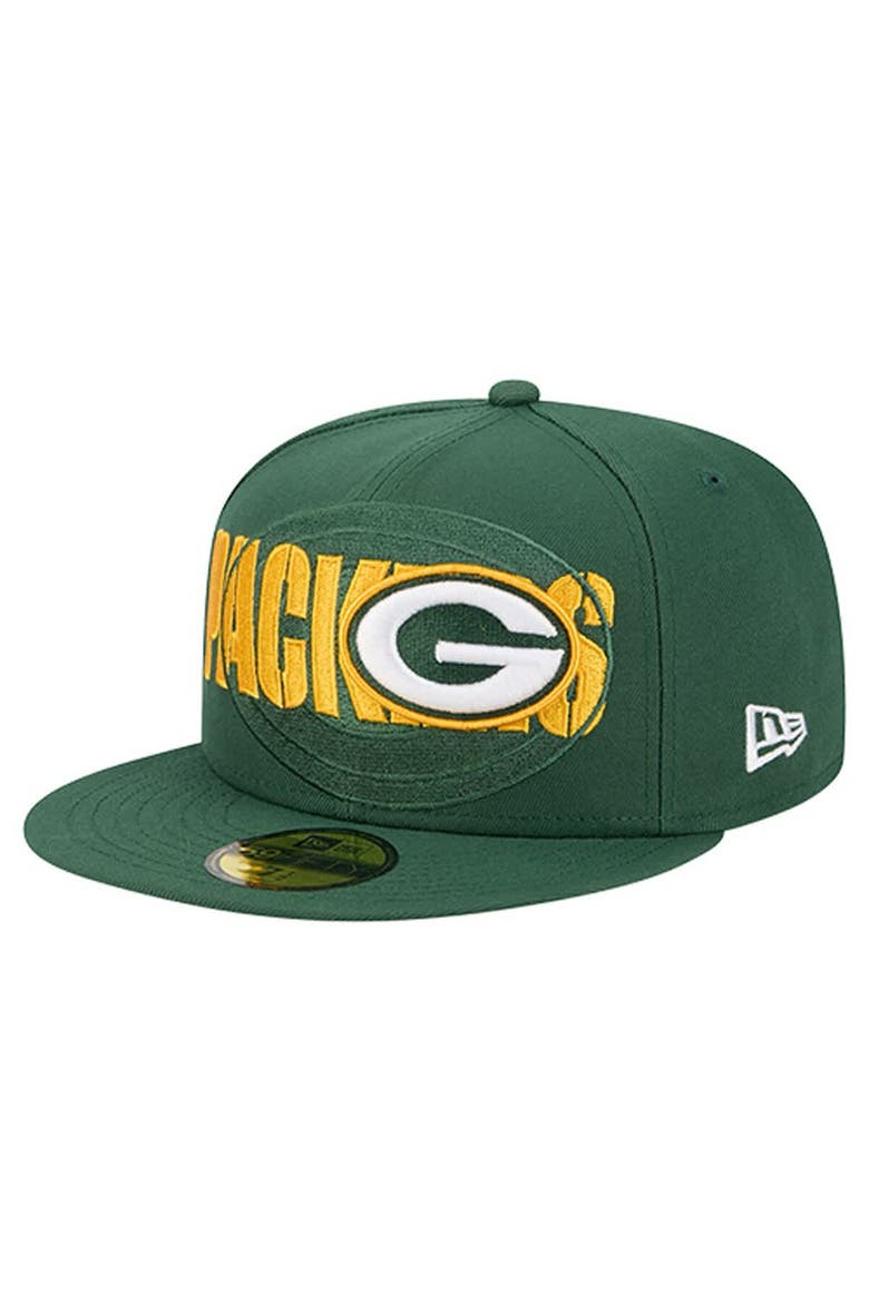 Men's New Era  Green Green Bay Packers Overlap Wordmark 59FIFTY Fitted Hat, Main, color, Green