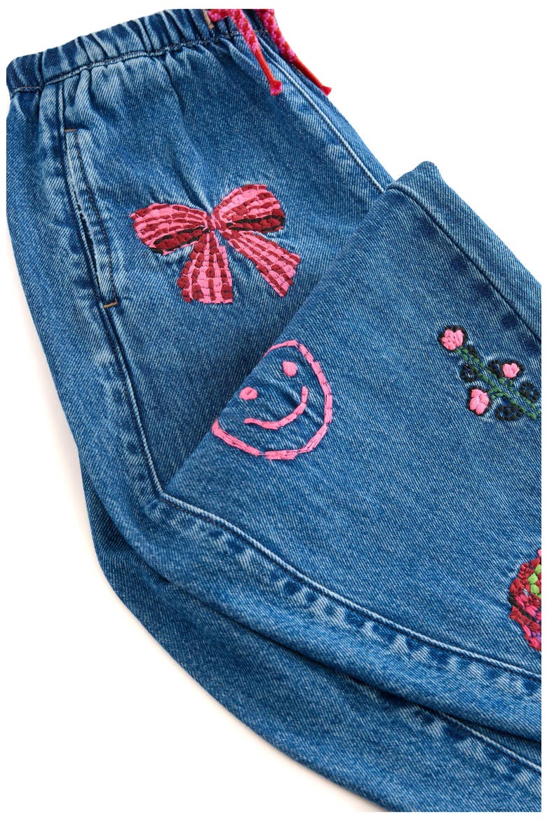 Kids' Doodles Embroidered Denim Jeans, Alternate, color, BLUE