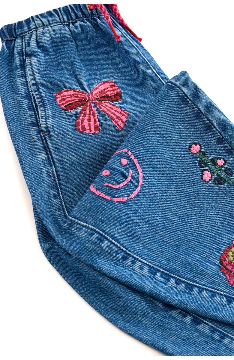 NEXT Kids' Doodles Embroidered Denim Jeans, Alternate, color, Blue