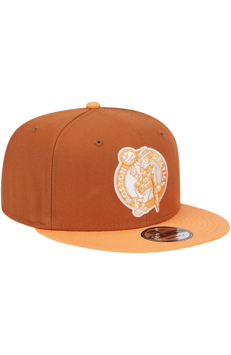 New Era Men's New Era Brown/Orange Boston Celtics 2-Tone Color Pack 9FIFTY Snapback Hat, Alternate, color, 
