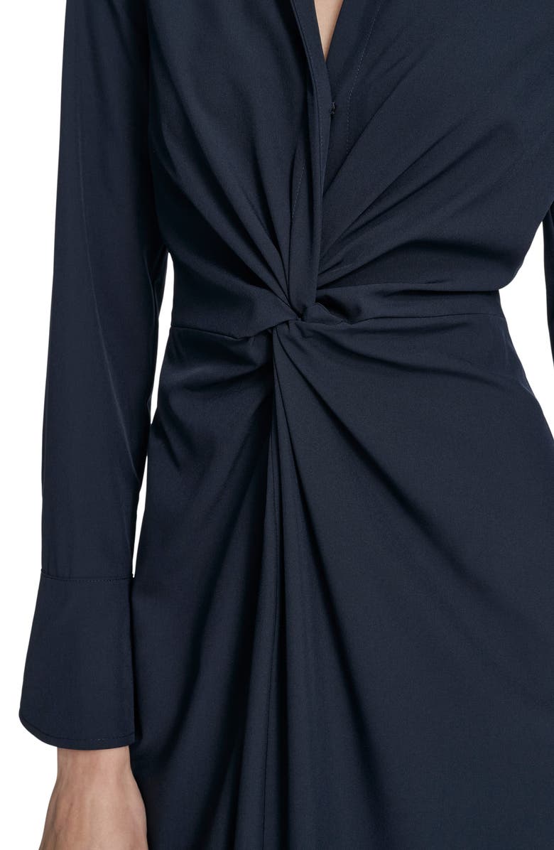 Calvin Klein Front Twist Long Sleeve Sheath Dress, Alternate, color, Indigo