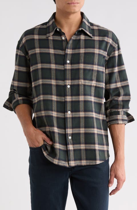 Vintage Plaid Cotton Button-Up Shirt