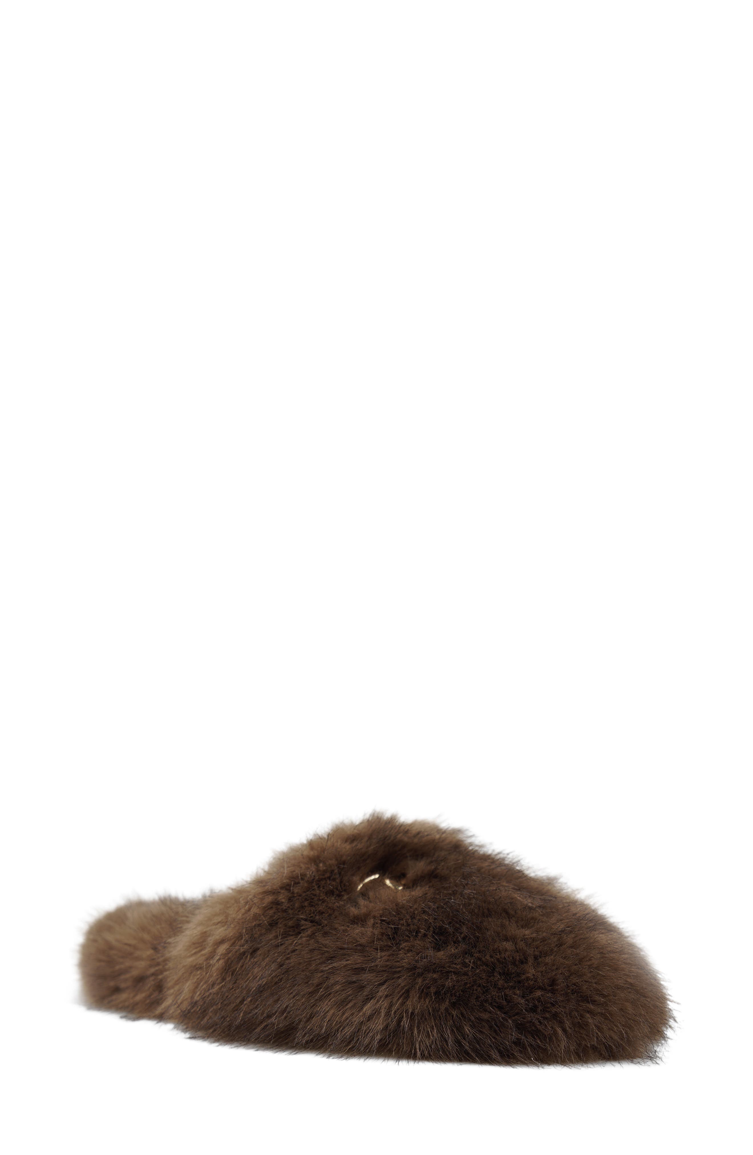 Shera Faux Fur Slipper, Main, color, BROWN FAUX