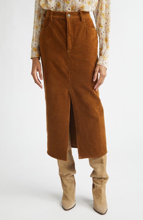 Odalie Corduroy Midi Skirt
