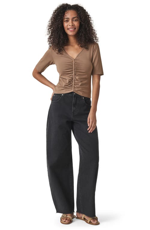Splendid Yasmina Ruched T-shirt In Brown
