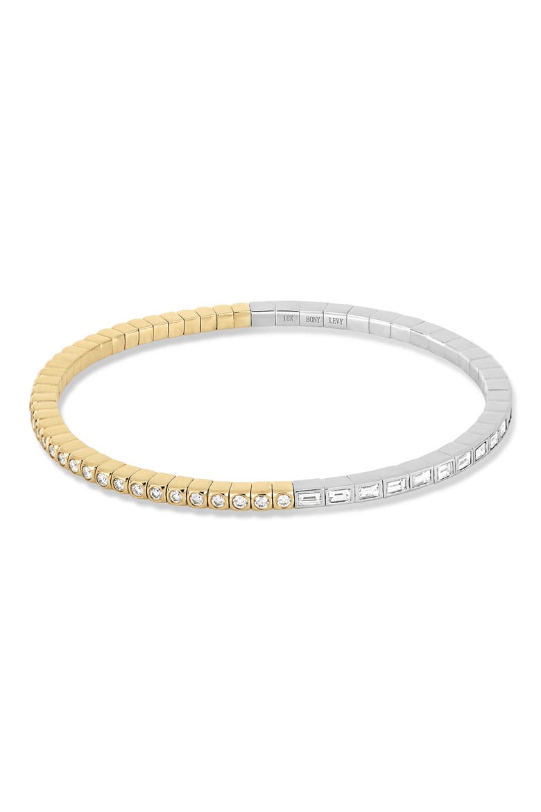 18K Gold Gatsby Diamond 2-Tone Stretch Bracelet (Online Trunk Show), Main, color, 18K WHITE GOLD/ YELLOW GOLD