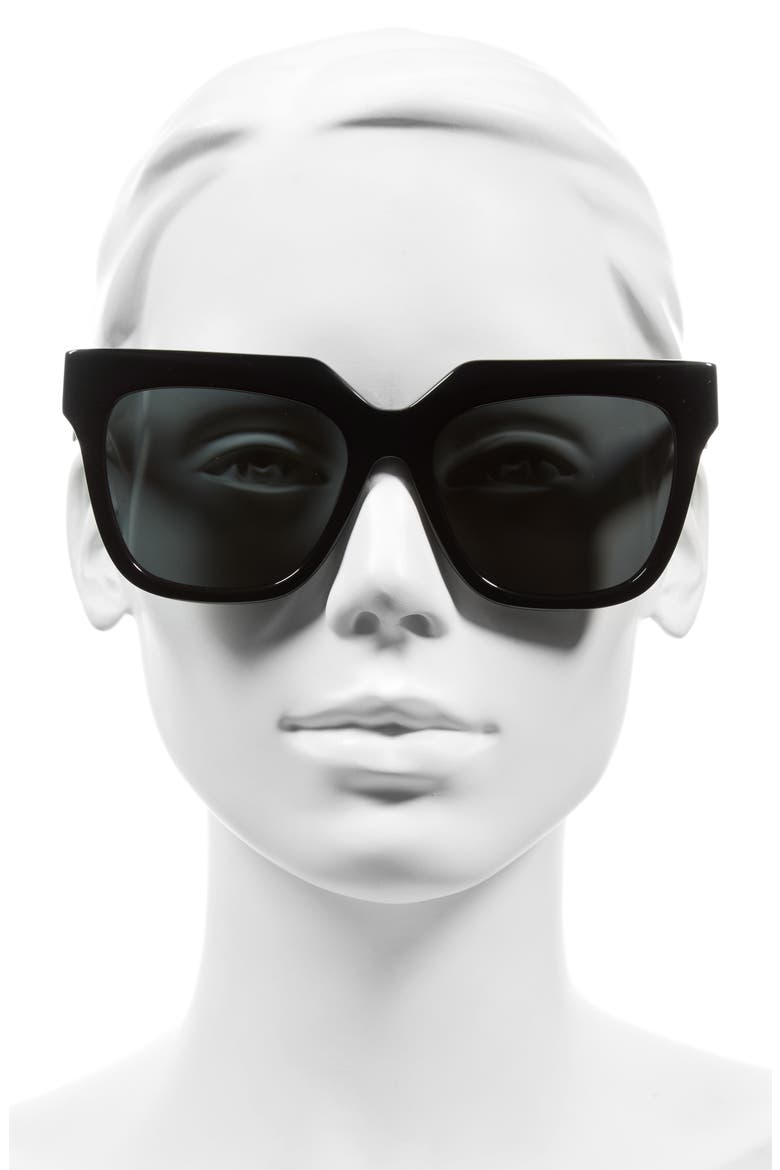 Avalon 57mm Retro Sunglasses, Alternate, color, BLACK/ BLACK SOLID