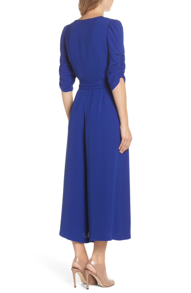 Eliza J Ruched Sleeve Wide Leg Jumpsuit, Alternate, color, 
