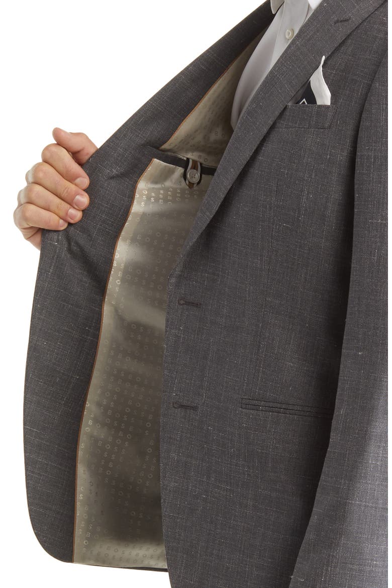 Virgin Wool, Silk & Linen Suit, Alternate, color, DARK GREY