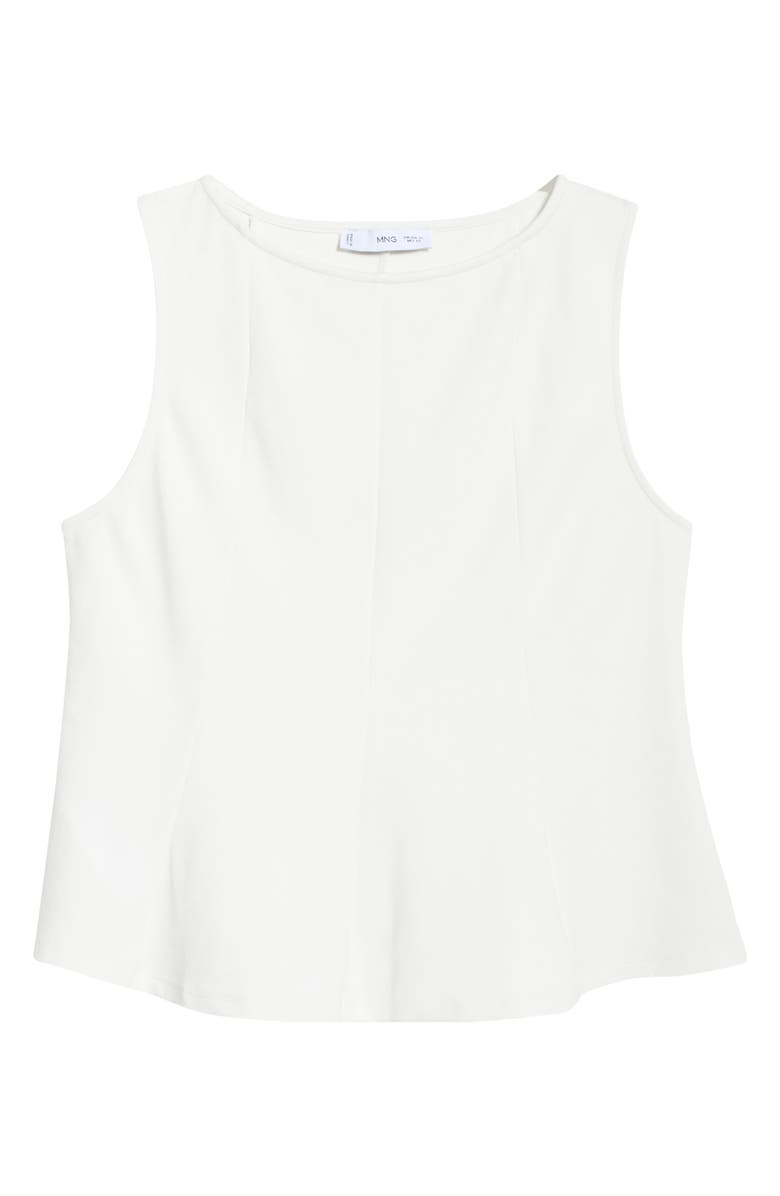 MANGO Bateau Neck Peplum Blouse, Main, color, White