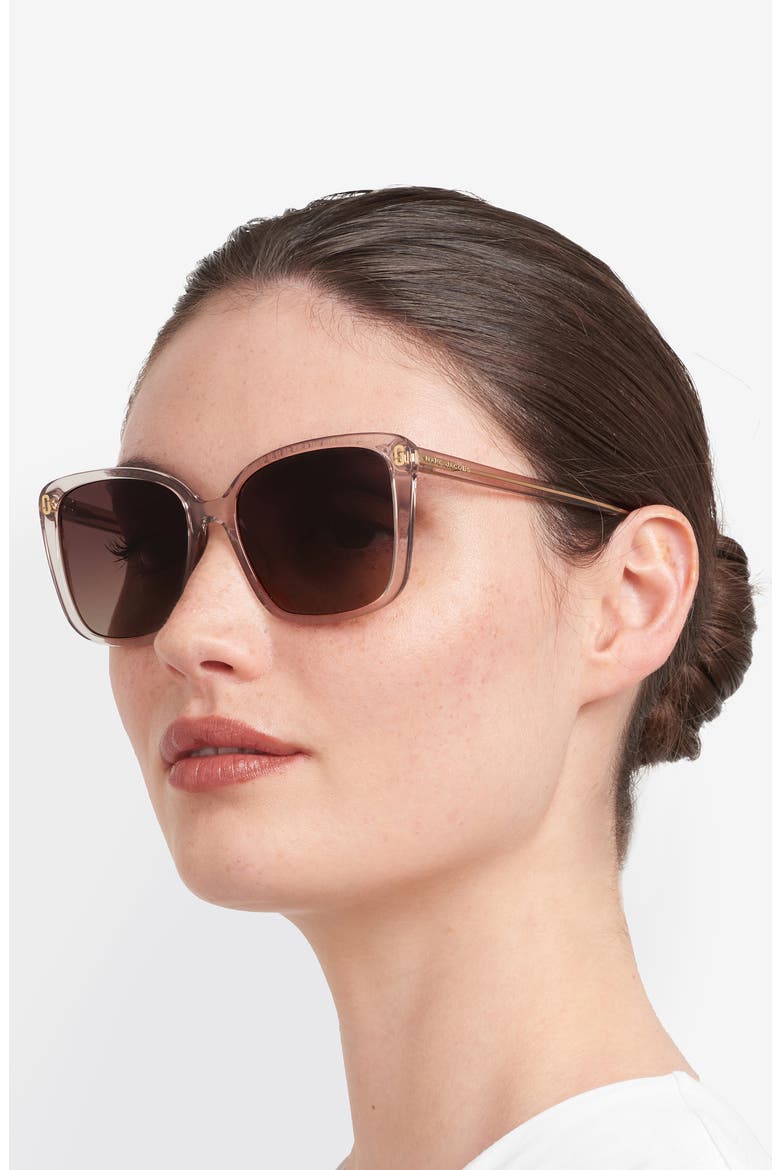 56mm Gradient Butterfly Sunglasses, Alternate, color, NUDE/ BROWN SF