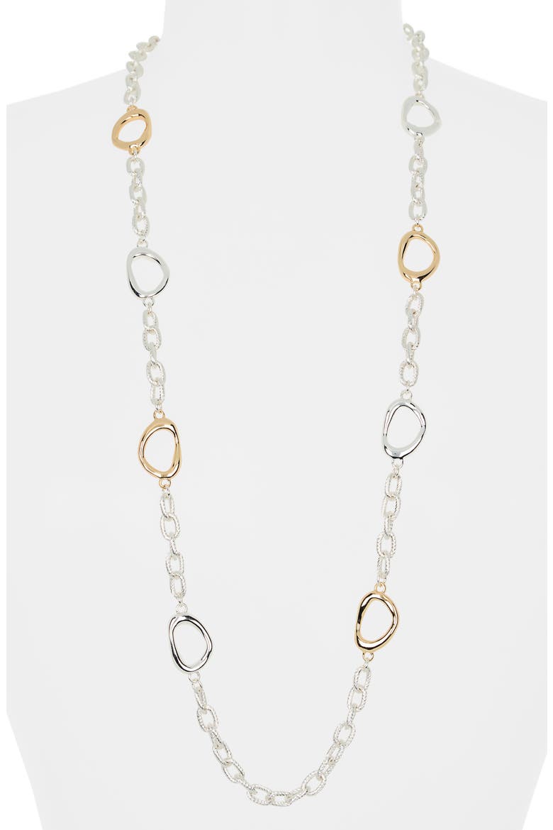 Two Tone Link Necklace, Alternate, color, GOLD- SILVER