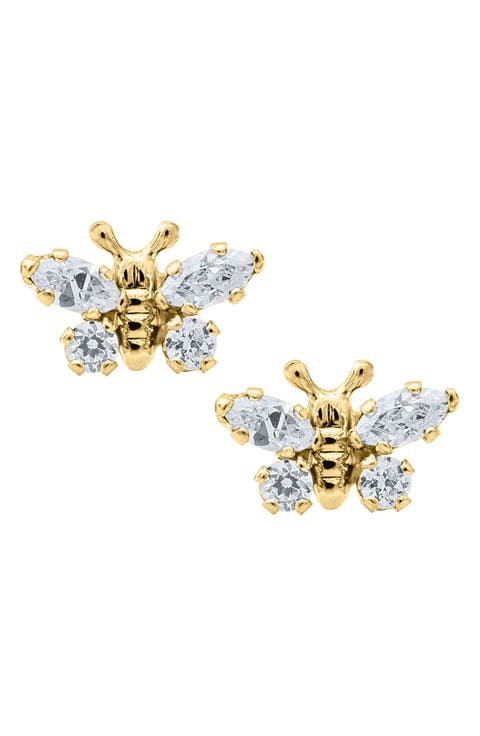 Butterfly Birthstone Gold Earrings (Baby)