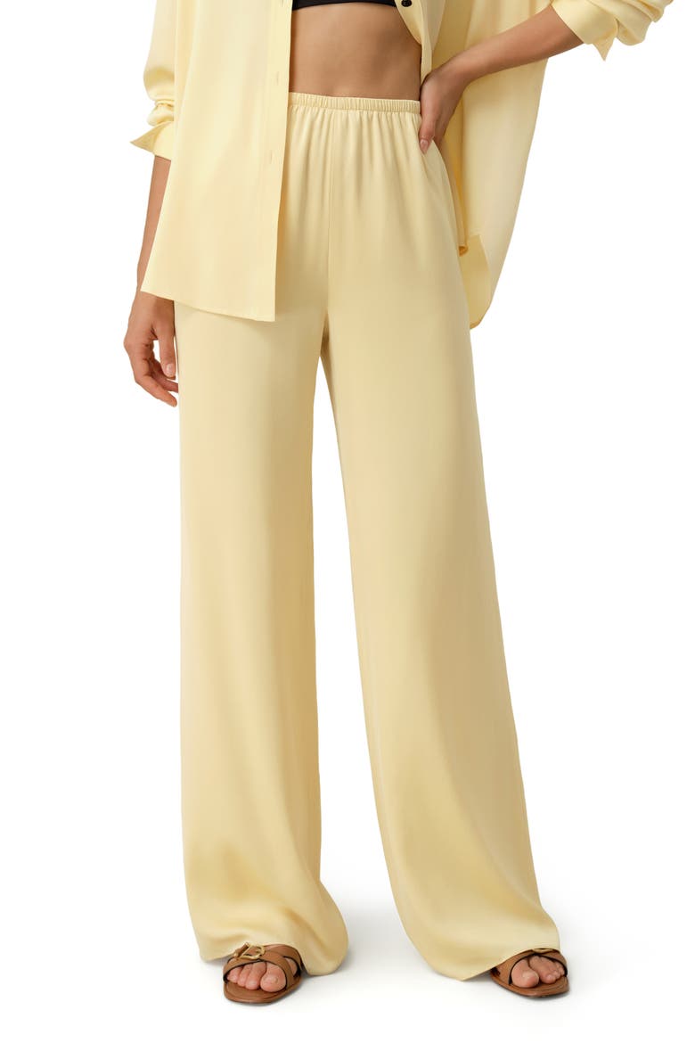 Women's Stretch Silk Georgette Straight Leg Pants, Main, color, Butter