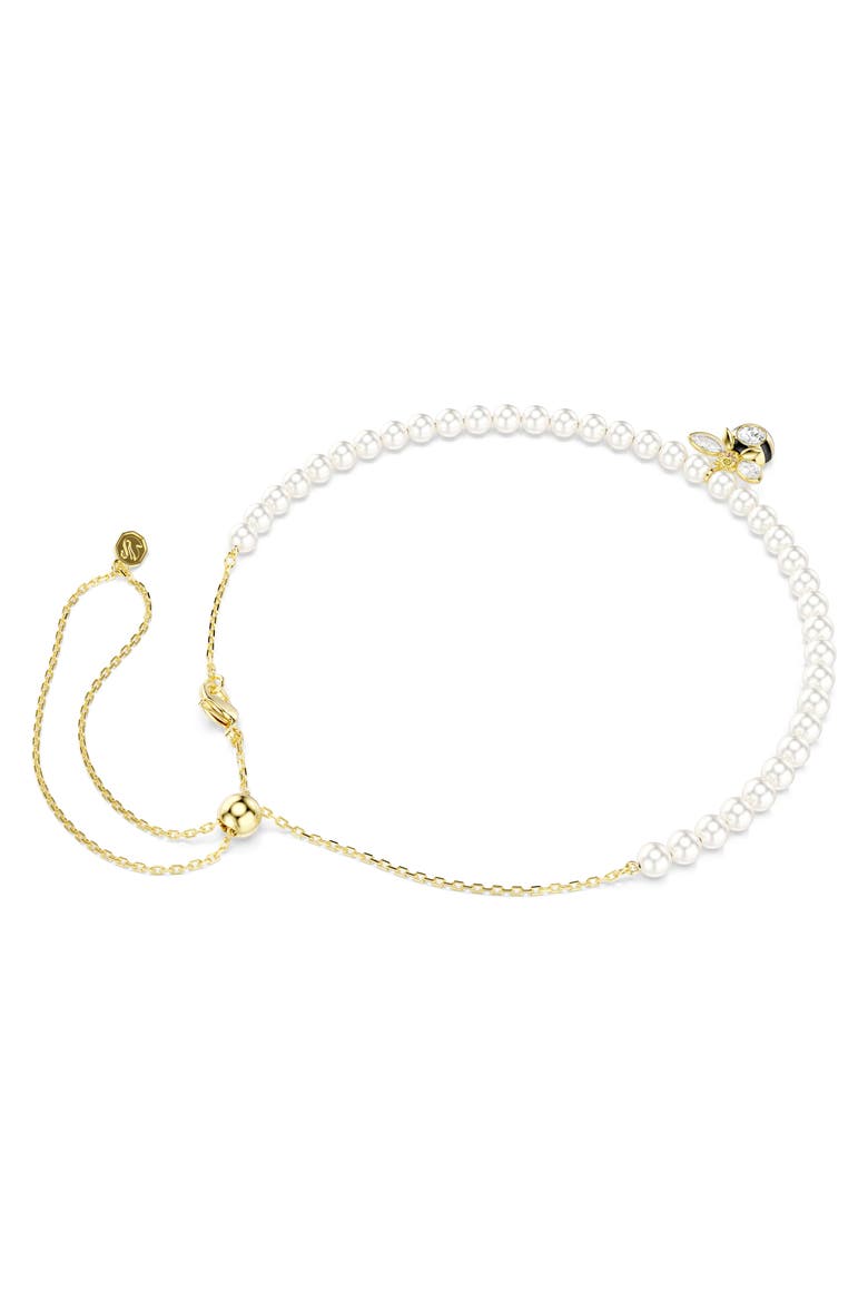 Idyllia Bee Pendant Faux Pearl Choker Necklace, Alternate, color, GOLD/ MULTI
