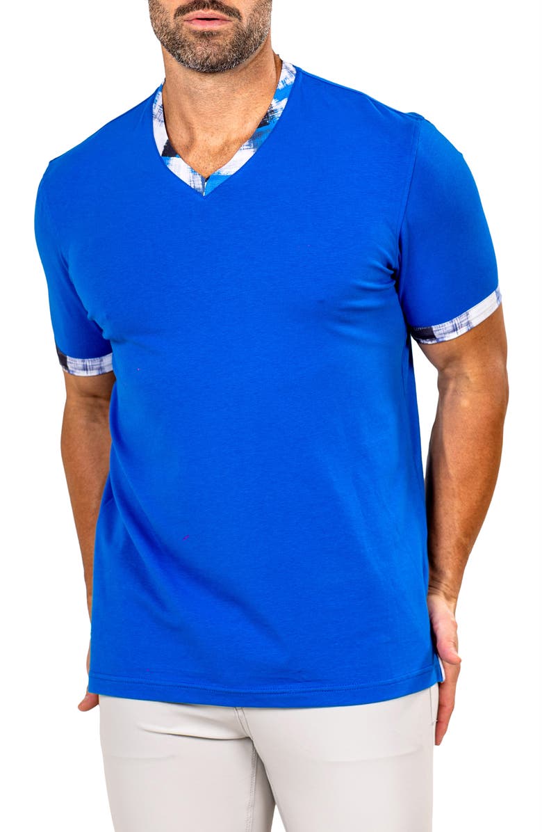 Maceoo Edison Marthyr0009 Blue Cotton V-Neck T-Shirt, Alternate, color, 