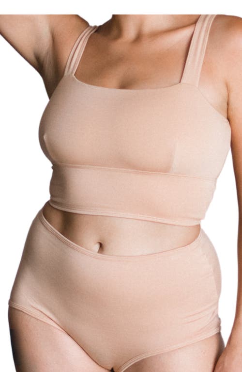 Proclaim Square Neck Ultra Soft Longline Bralette In Light Nude