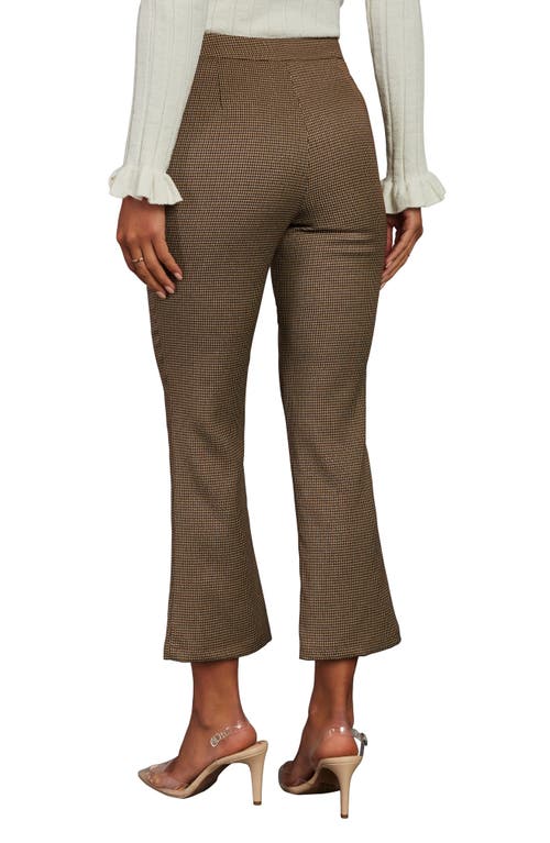 Vici Collection Noteworthy Houndstooth Check Ankle Flare Pants In Taupe