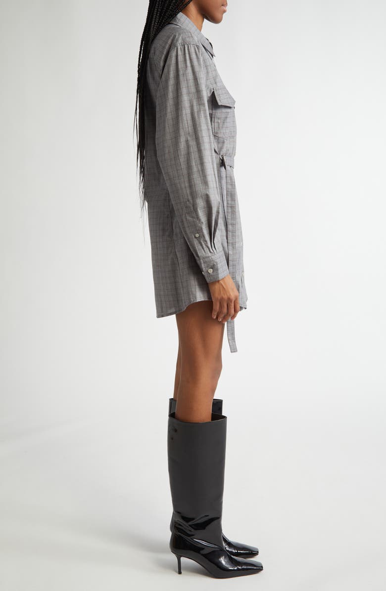 Acne Studios Dara Microcheck Long Sleeve Cotton Mini Shirtdress, Alternate, color, 