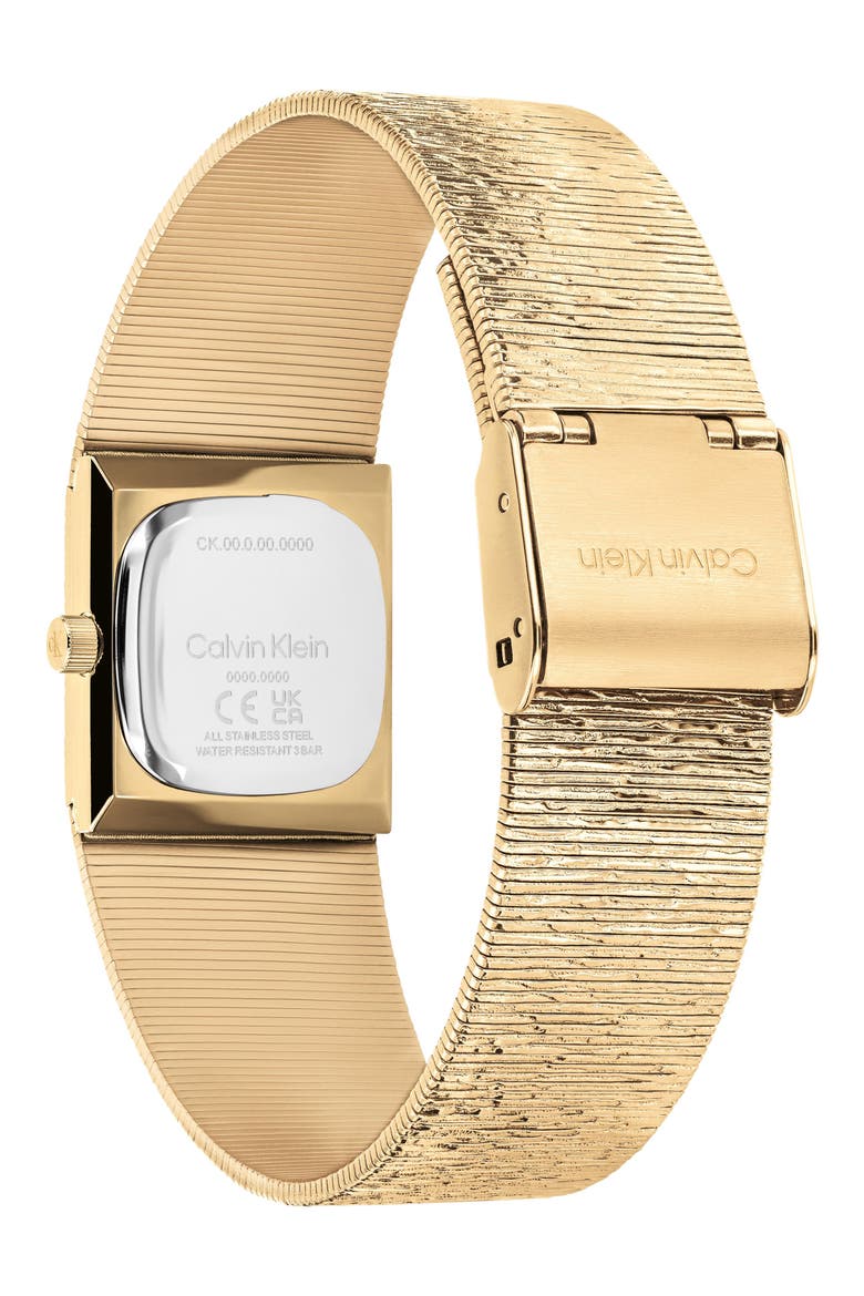 Sophisticated Square Quartz Mesh Strap Watch, 20mm, Alternate, color, GREEN