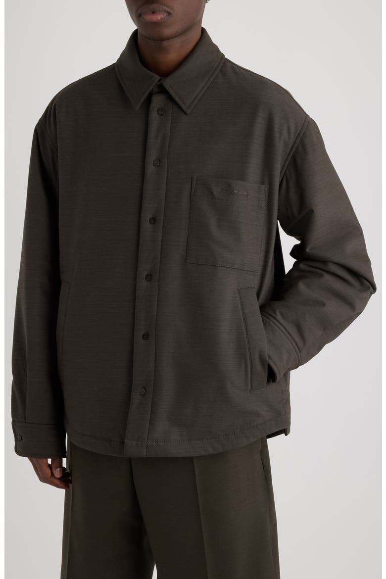 La Chemise Boulanger Padded Stretch Virgin Wool Shirt Jacket, Alternate, color, DARK KHAKI