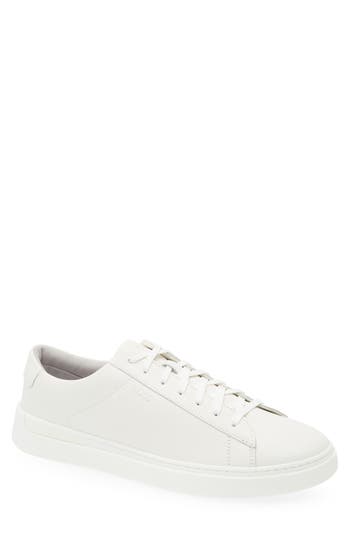 Hugo Boss Boss Grained Leather Sneaker In White