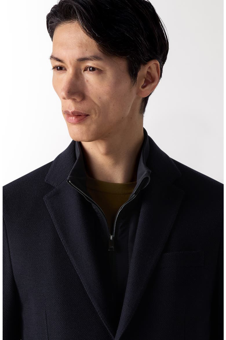 High Performance™ Wool & Cotton Jersey Sport Coat with Removable Leather Bib, Alternate, color, NAVY BLUE