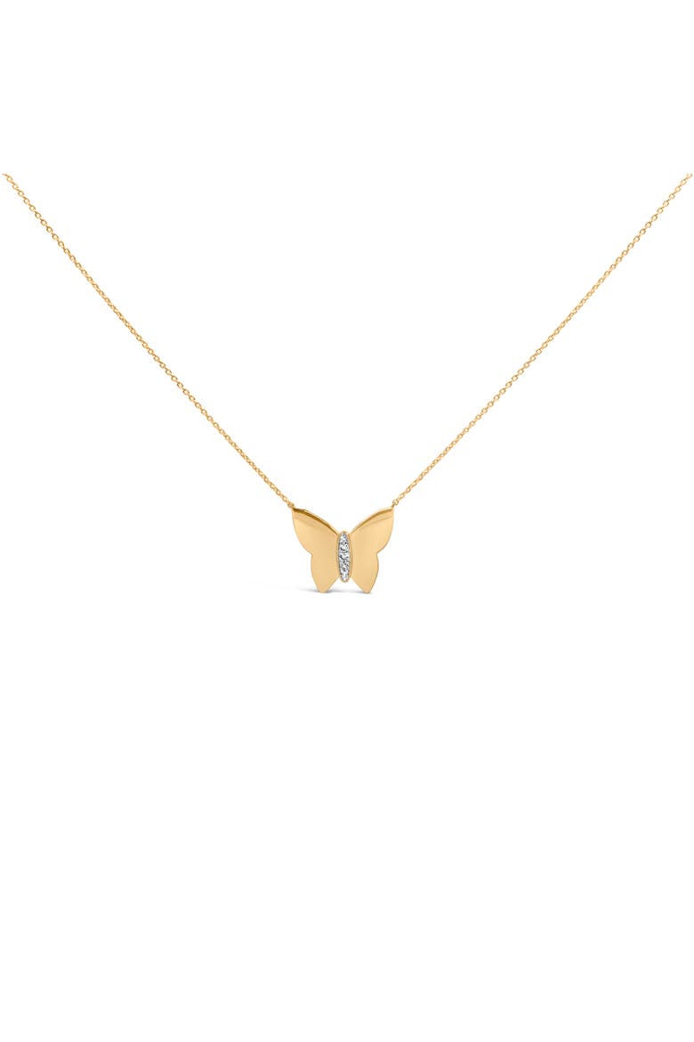 Gold Vermeil Diamond Accent Butterfly Pendant Necklace, Main, color, Silver