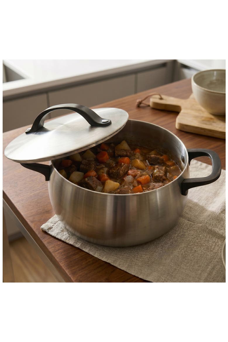 Belly Tri-Ply Stainless Steel Stockpot, Alternate, color, SMOKEY BLACK