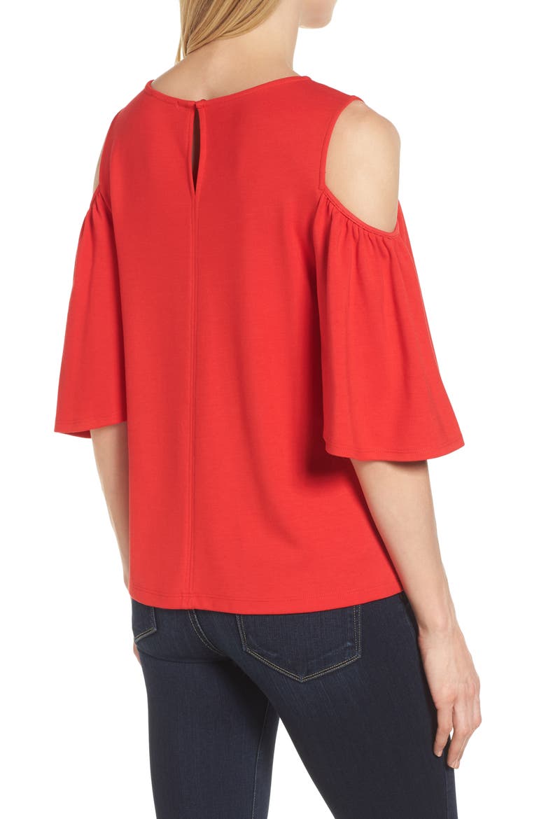Knit Cold Shoulder Top, Alternate, color, TANGERINE