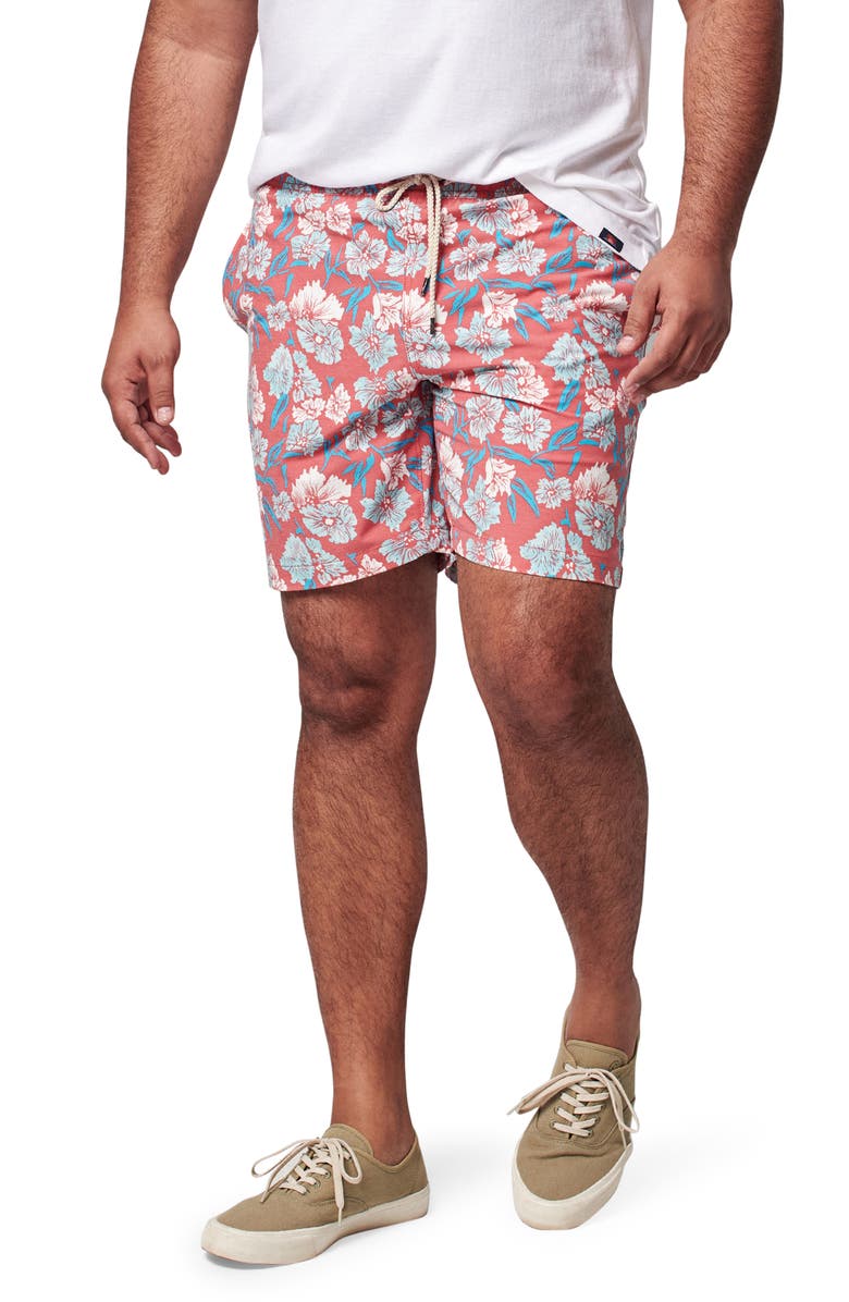 Faherty Beacon Swim Trunks, Main, color, Red Multi Floral
