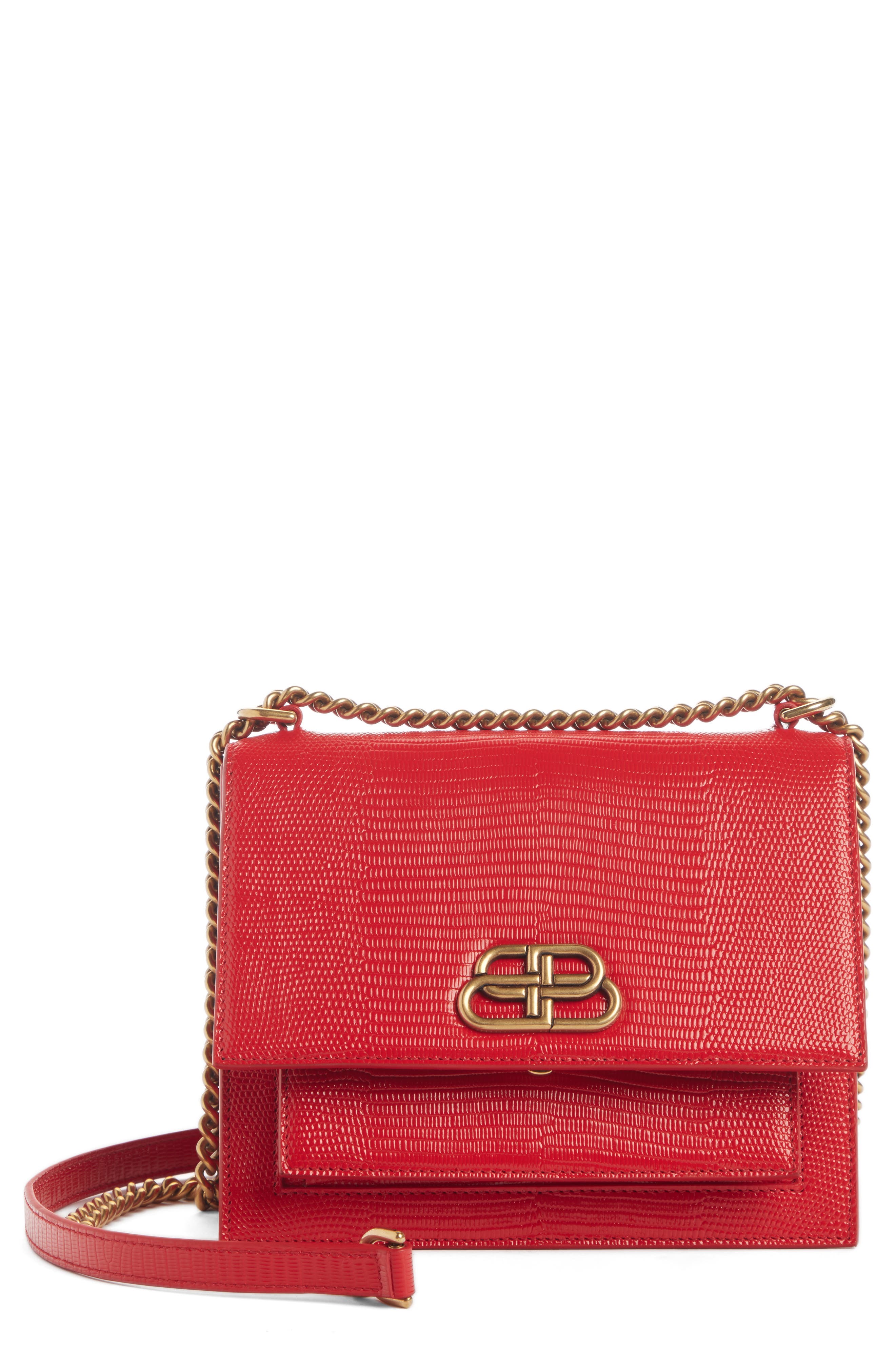 Balenciaga Sharp Reptile Embossed Lambskin Leather Shoulder Bag, Main, color, 