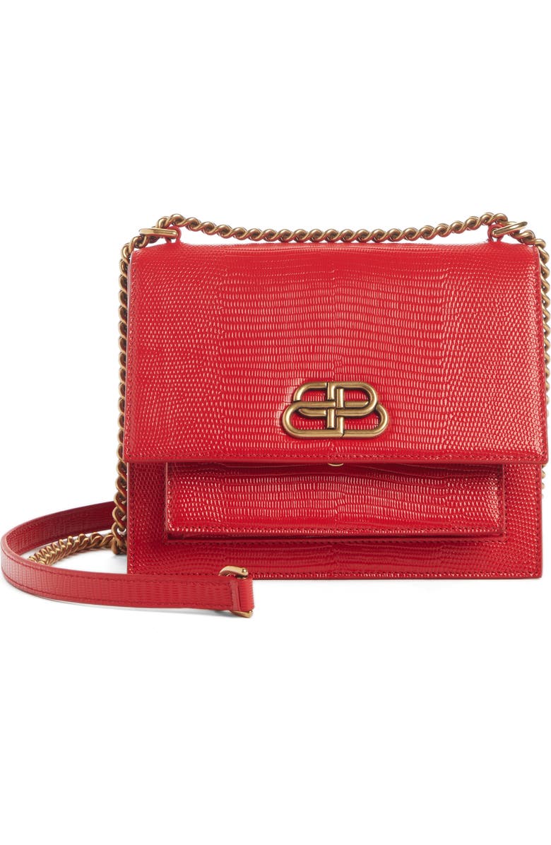 Balenciaga Sharp Reptile Embossed Lambskin Leather Shoulder Bag, Main, color,