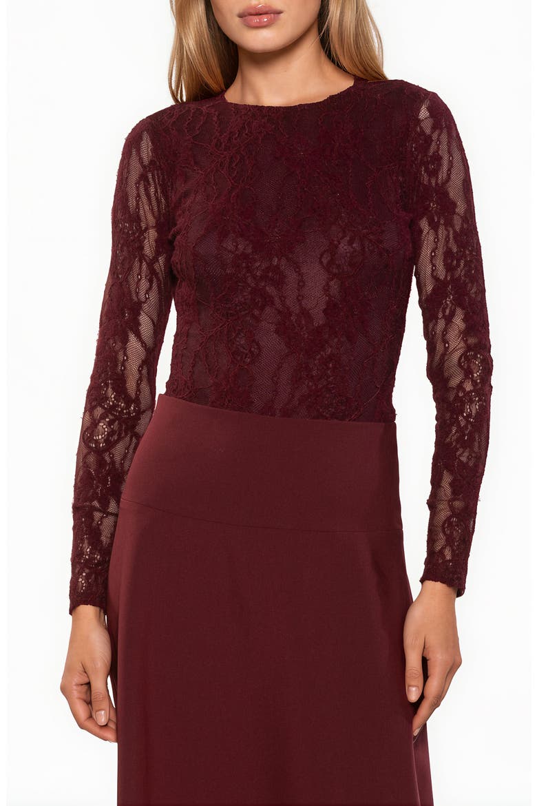 Celine Stretch Lace Bodysuit, Main, color, BURGUNDY